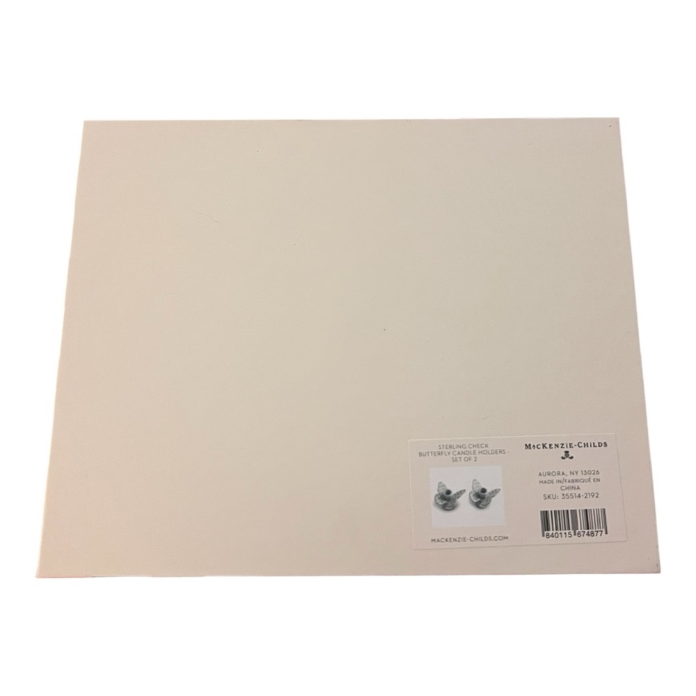 MacKenzie-Childs NWT, NIB Gorgeous Sterling Check Butterfly Candle Holders Set/2 - Picture 7 of 14